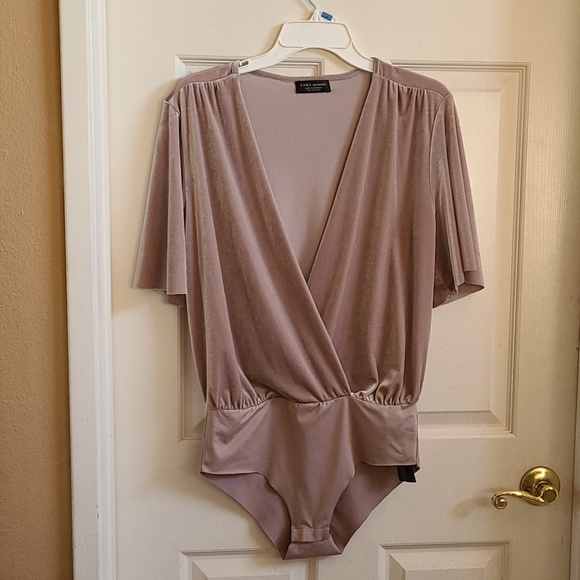 Zara Tops Zara Velvet Bodysuit Poshmark